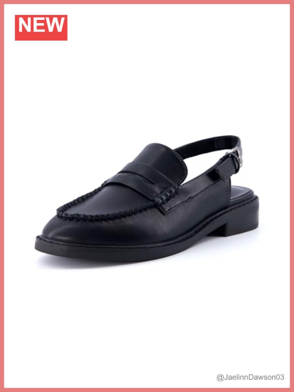 Women's Sling Back Loafer with Memory Foam, Faux Leather, Adjustable Strap